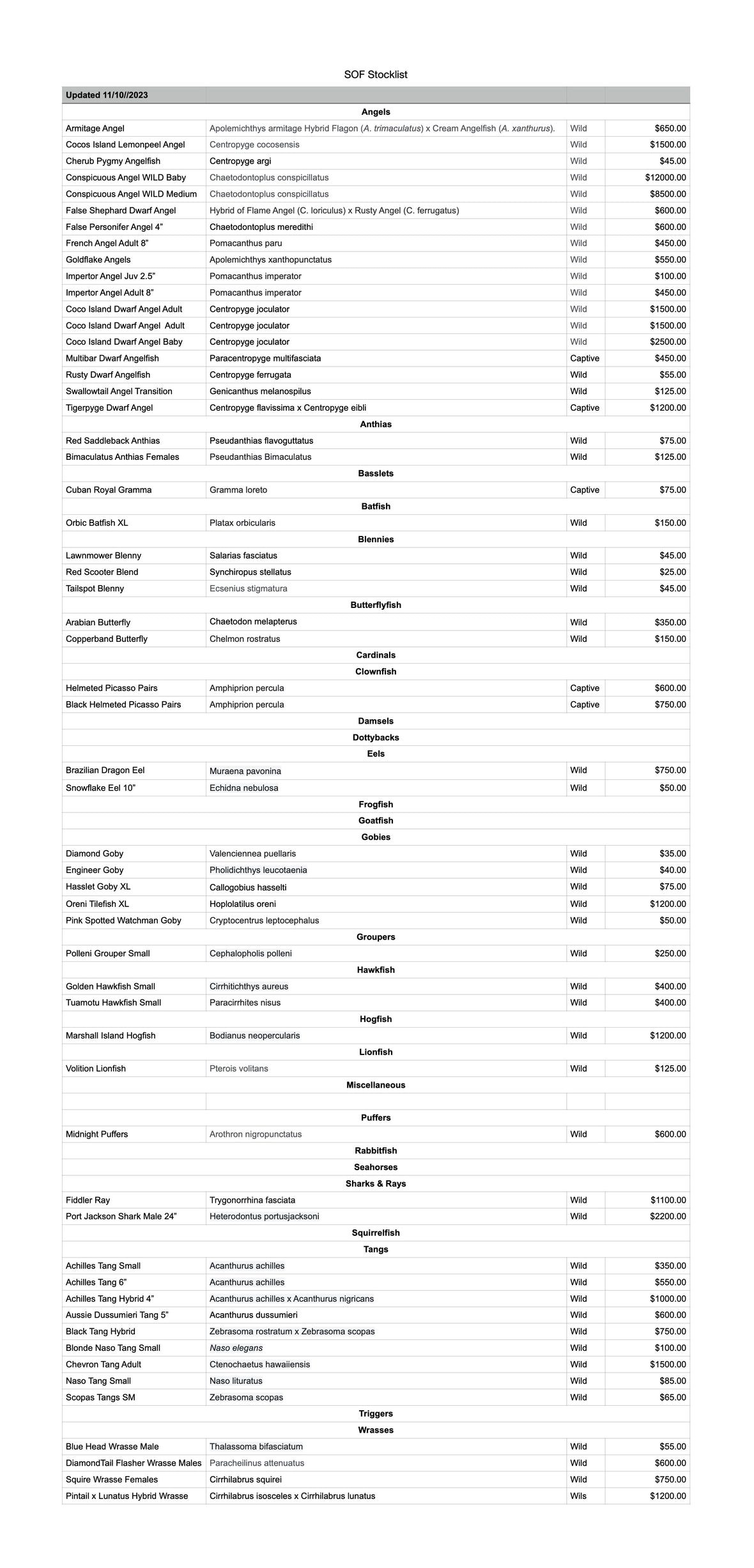 <p>This is not a live list please contact us for availbility.</p>